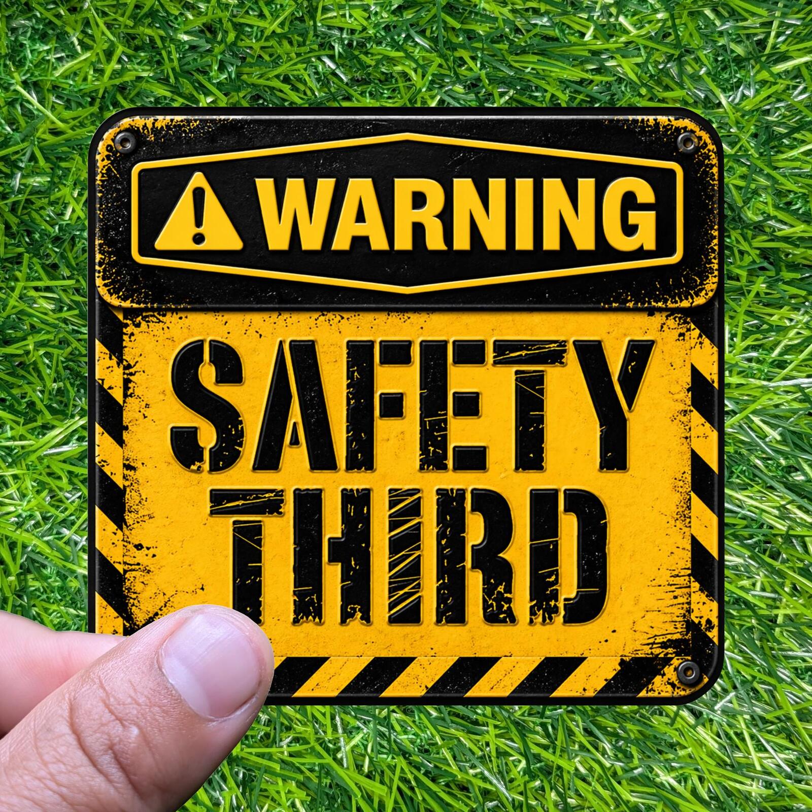 Warning Safety Third Sticker, Trades Worker Humor Decal, Construction Hard Hat