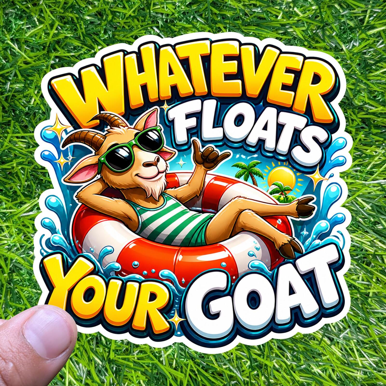 Whatever Floats Your Goat Decal Sarcastic Summer Laid Animal Cool Pool Float