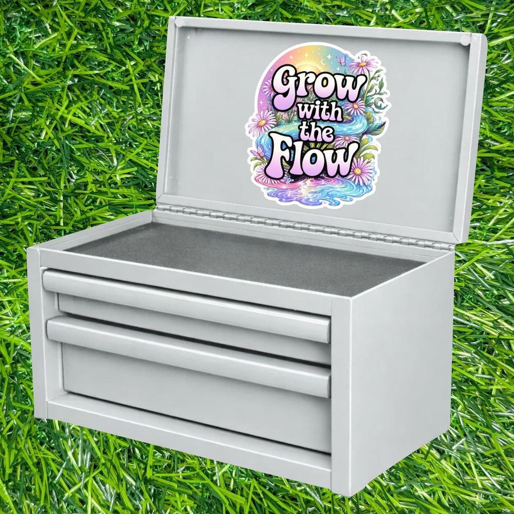 Grow With The Flow Sticker Floral River Decal Daisy Butterfly Nature Self Care Garden