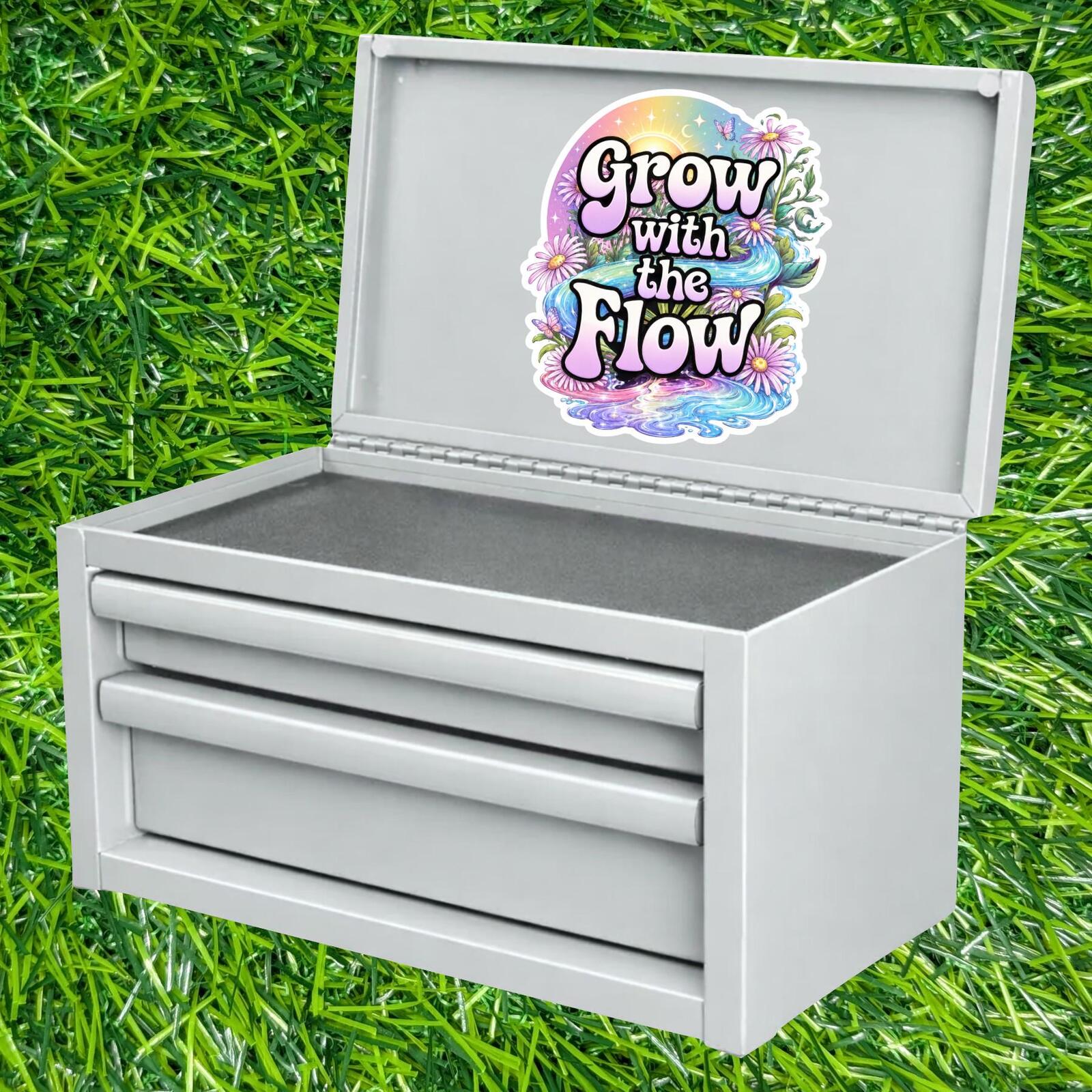 Grow With The Flow Sticker Floral River Decal Daisy Butterfly Nature Self Care Garden
