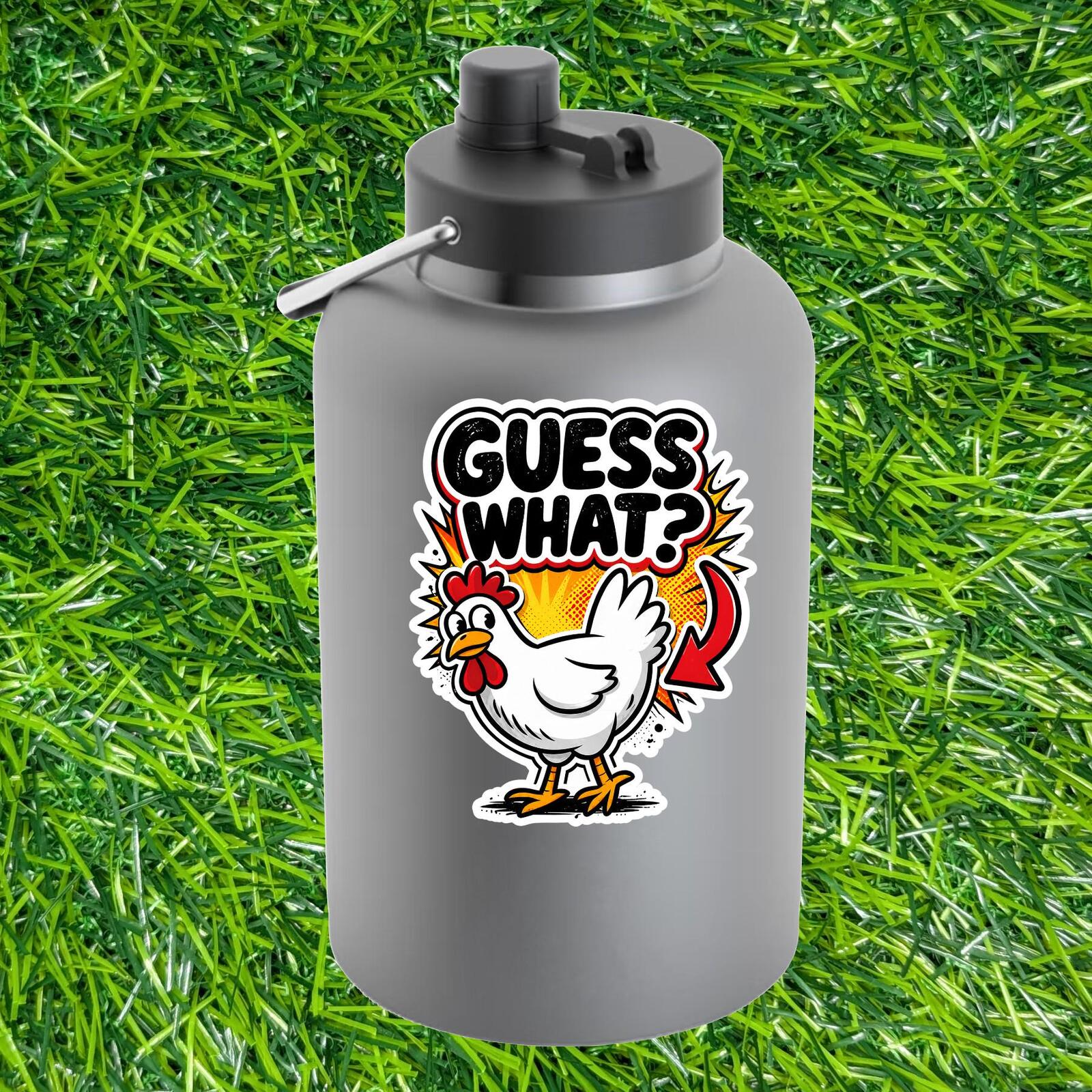 Guess What Chicken Butt Sticker, Farm Humor Gift, Silly Joke Backyard Kid Decal
